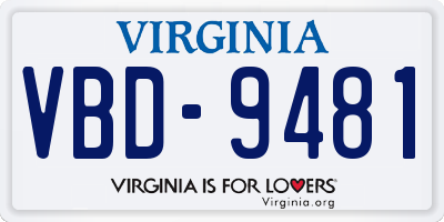 VA license plate VBD9481