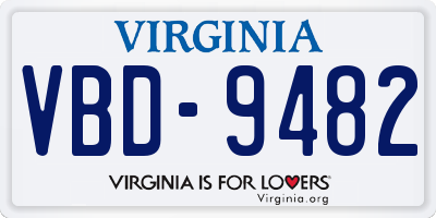 VA license plate VBD9482