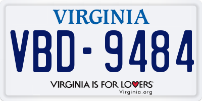 VA license plate VBD9484