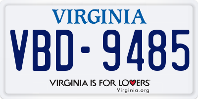 VA license plate VBD9485