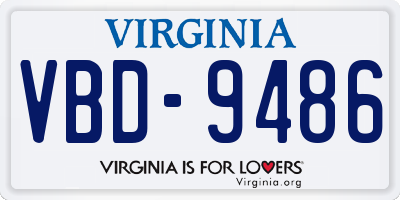 VA license plate VBD9486