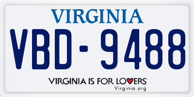 VA license plate VBD9488