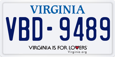 VA license plate VBD9489