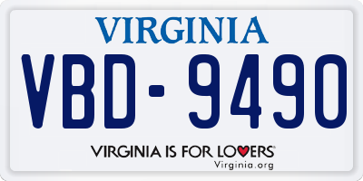 VA license plate VBD9490