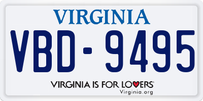 VA license plate VBD9495