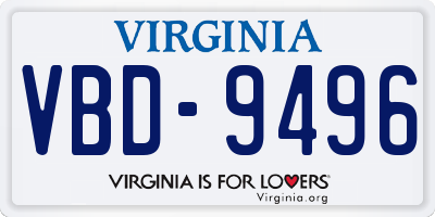 VA license plate VBD9496