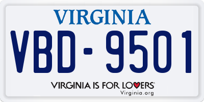 VA license plate VBD9501