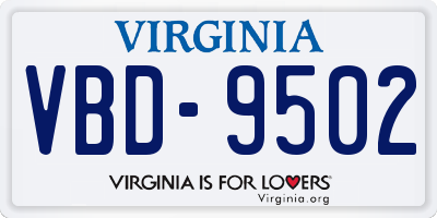 VA license plate VBD9502