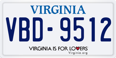 VA license plate VBD9512