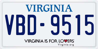 VA license plate VBD9515