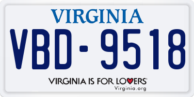 VA license plate VBD9518