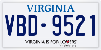VA license plate VBD9521