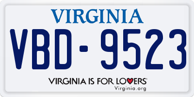 VA license plate VBD9523