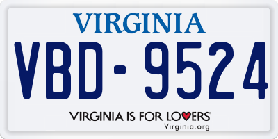 VA license plate VBD9524
