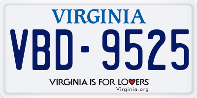 VA license plate VBD9525