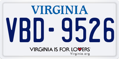 VA license plate VBD9526