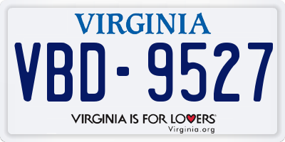 VA license plate VBD9527