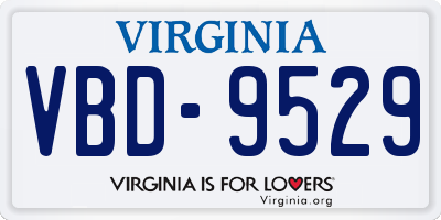 VA license plate VBD9529