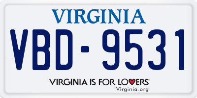 VA license plate VBD9531