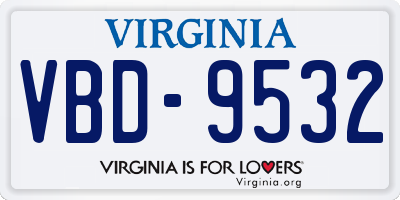 VA license plate VBD9532