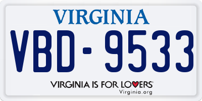VA license plate VBD9533