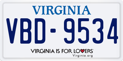 VA license plate VBD9534