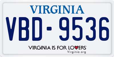 VA license plate VBD9536