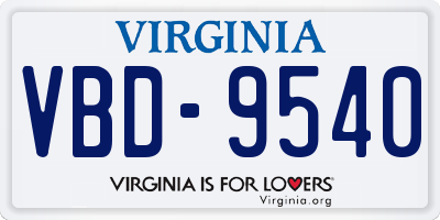 VA license plate VBD9540