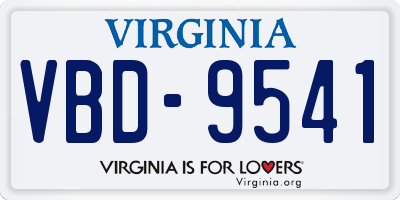 VA license plate VBD9541