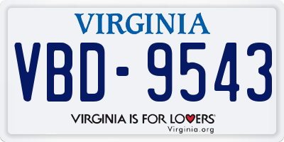 VA license plate VBD9543