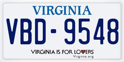 VA license plate VBD9548