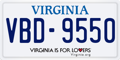 VA license plate VBD9550