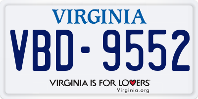 VA license plate VBD9552