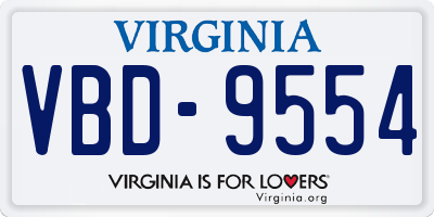 VA license plate VBD9554