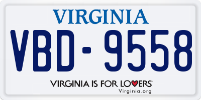 VA license plate VBD9558