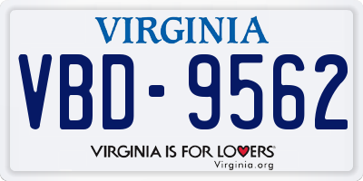 VA license plate VBD9562