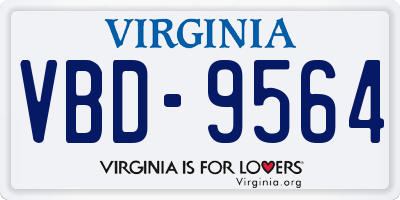 VA license plate VBD9564