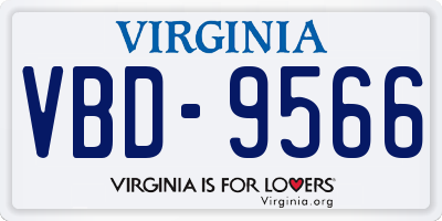 VA license plate VBD9566