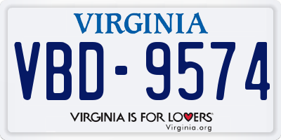 VA license plate VBD9574