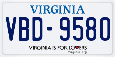 VA license plate VBD9580