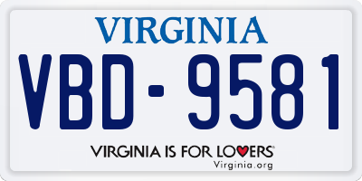 VA license plate VBD9581