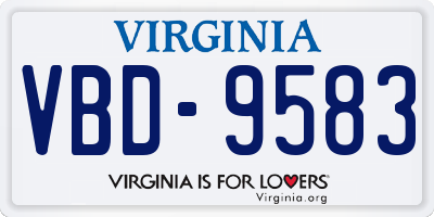 VA license plate VBD9583
