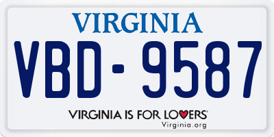 VA license plate VBD9587