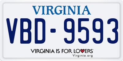 VA license plate VBD9593