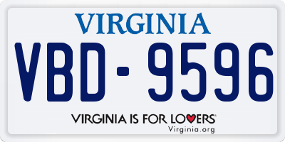 VA license plate VBD9596