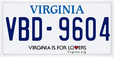 VA license plate VBD9604