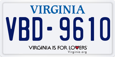 VA license plate VBD9610