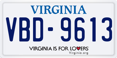 VA license plate VBD9613