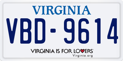 VA license plate VBD9614
