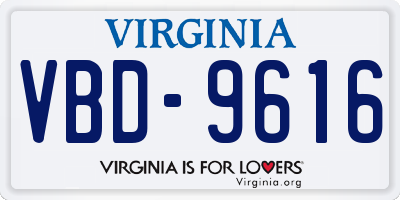 VA license plate VBD9616